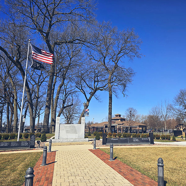 American flag flying at the Griffith Depot Museum