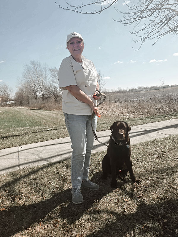 A midday potty break for a black lab by The Pet Parlor in Munster, Indiana